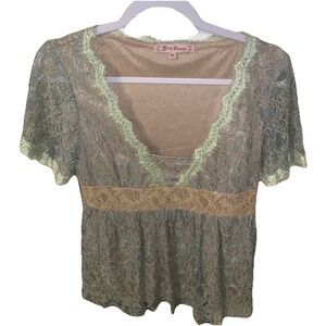 Vintage Young essence lace blouse, size M, short sleeves